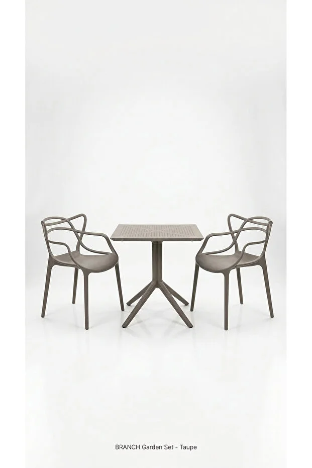 Santa 2 Kişilik Bistro Set 70x70 Sorty Sabit Masa 2 Adet Santa Koltuk Cafe Bahçe Balkon Mini Set